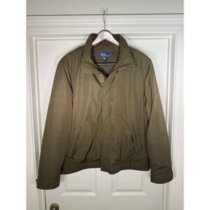 Vintage Polo Ralph Lauren Green Fleece Lined Hooded Full Zip Jacket Mens XL